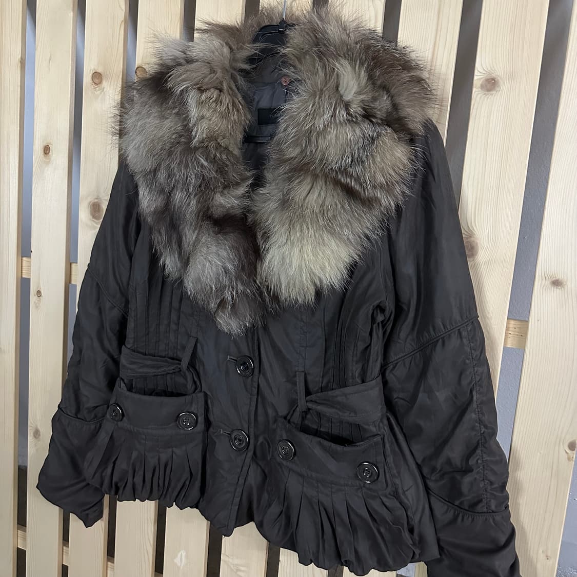 (S) 빈티지 퍼 브라운 패딩 자켓 상품이미지2