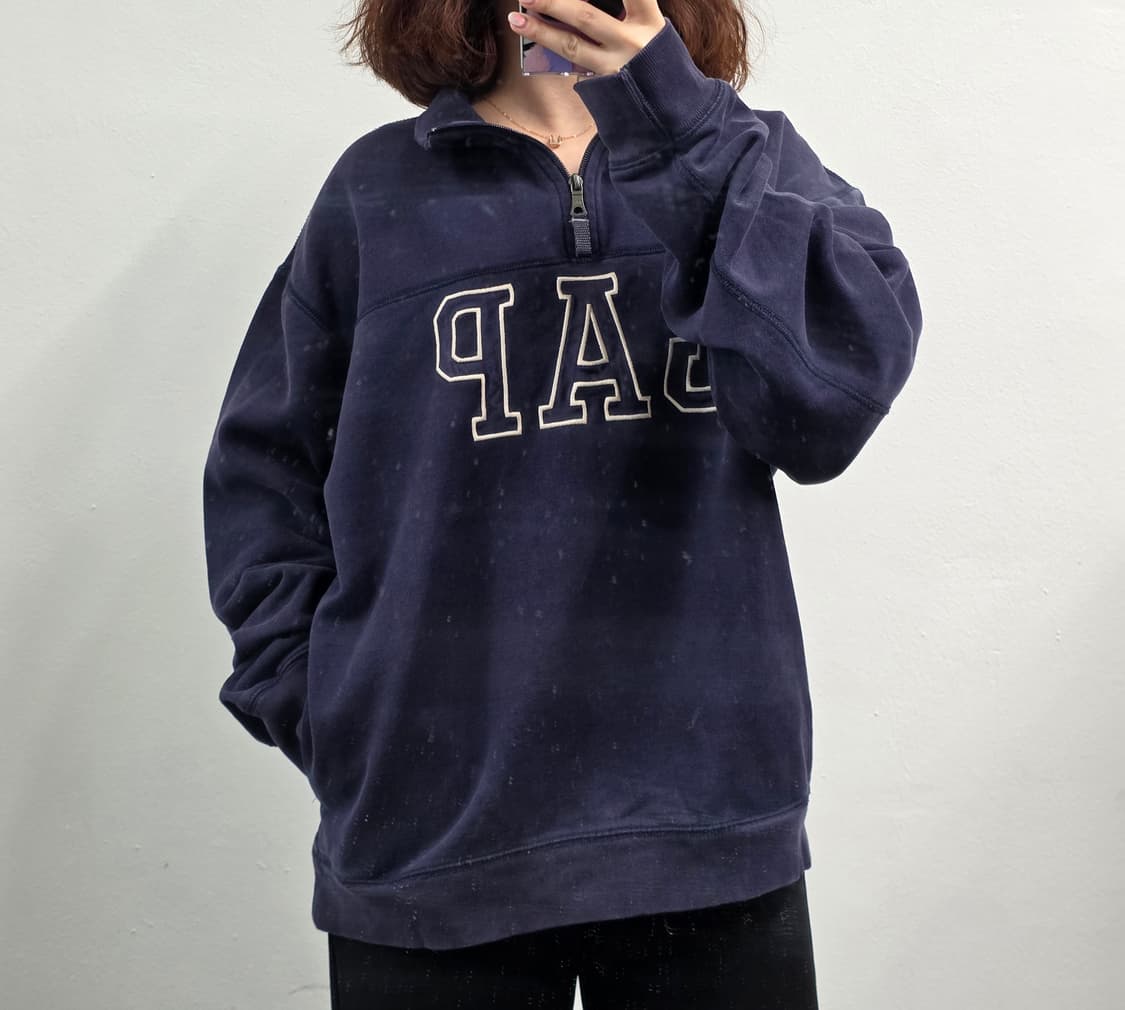 [프립]L/ 갭 GAP 반집업 맨투맨 네이비 상품이미지2