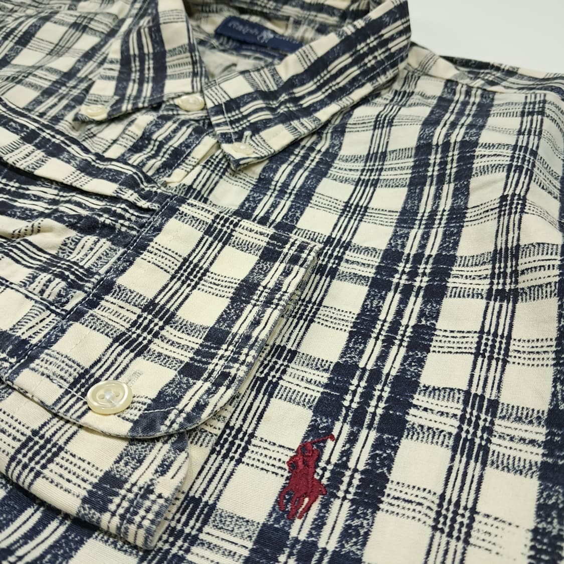 CL603 XL 폴로 90s 미국판 레트로 모던체크 아이보리 셔츠 남방 상품이미지4