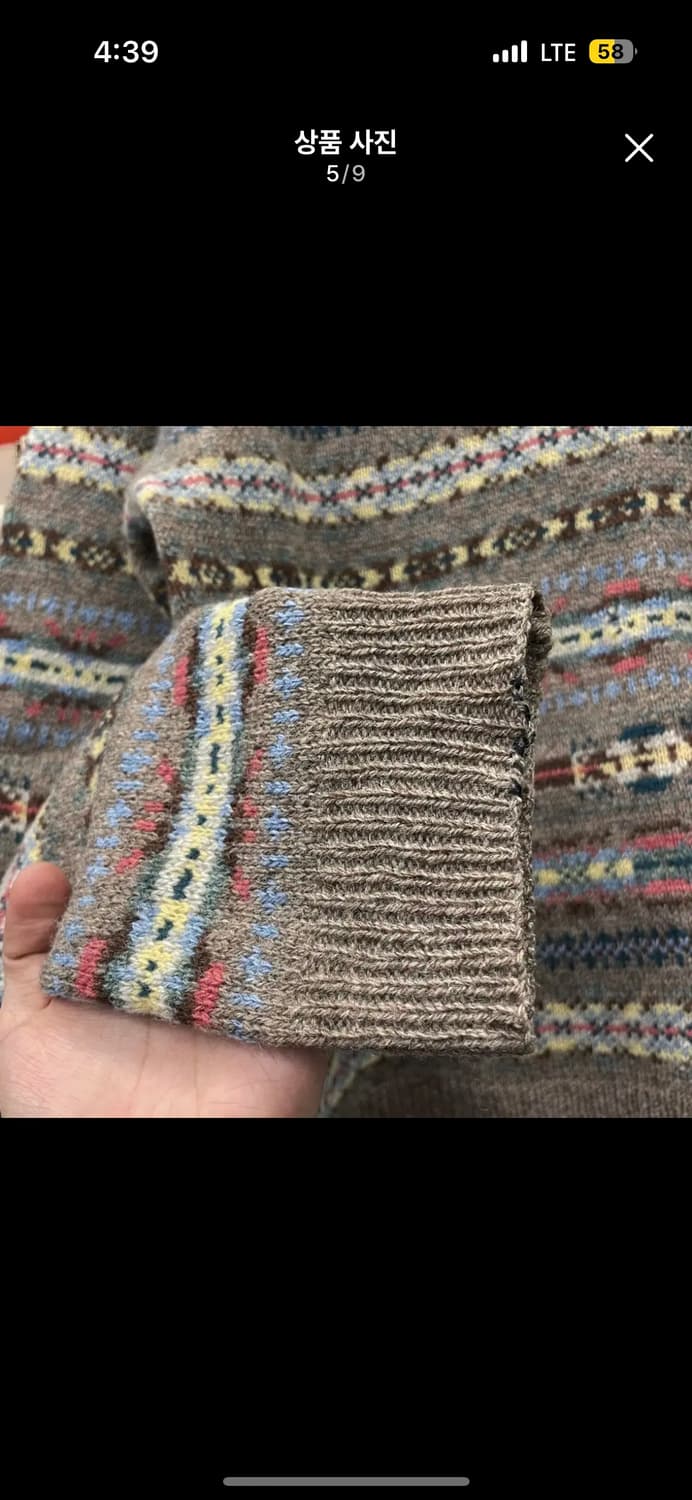 90s 폴로 랄프로렌 울 핸드 니트 페어아일 노르딕브이넥 니트 스웨터 상품이미지2