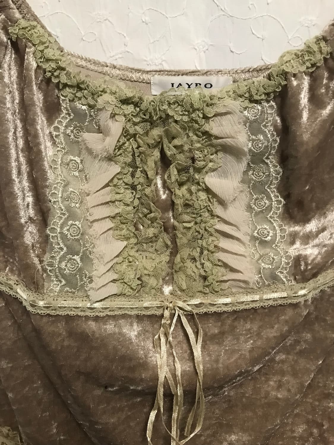 빈티지 페어리 핀터깔 레이스 벨벳 퍼프 탑 상품이미지3