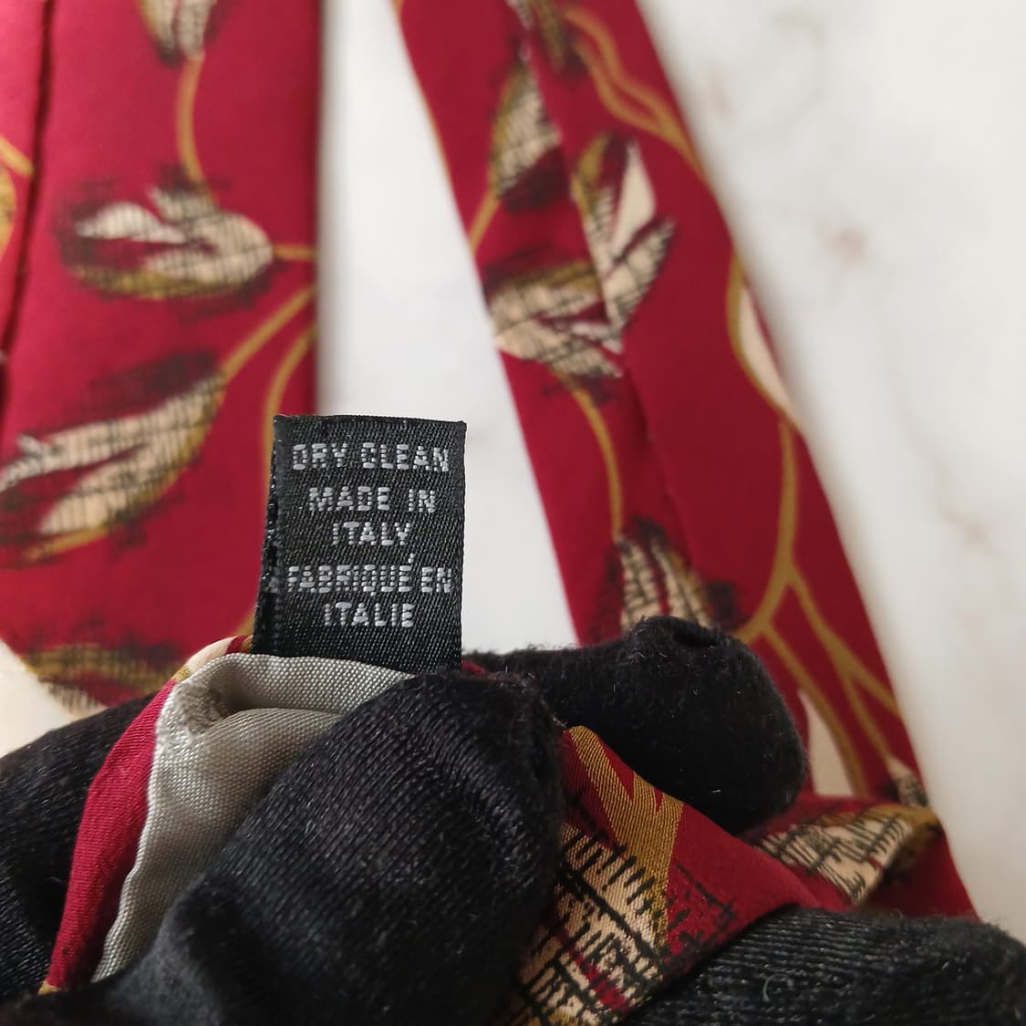 로메오 피티 실크 버건디 리프 패턴 넥타이 9.3cm A등급 A18936 상품이미지9