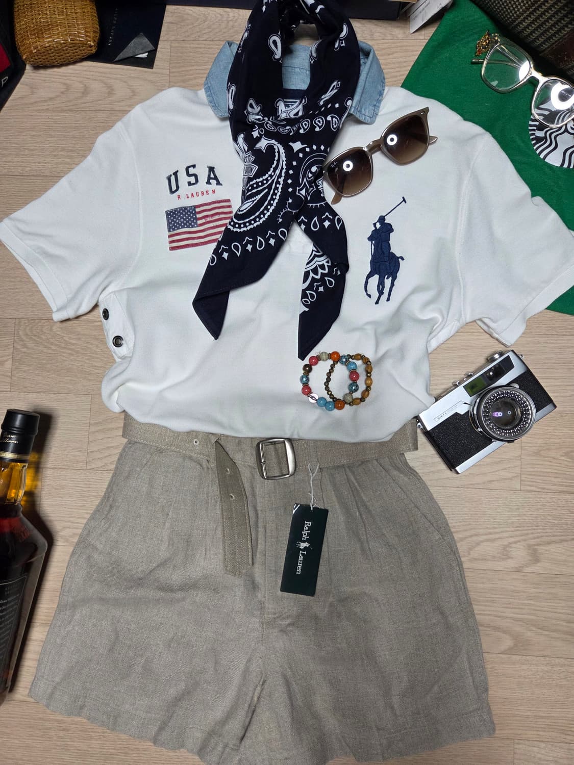 (여성용)POLO RALPH LAUREN 성조기 반팔 티셔츠 카라티  상품이미지1