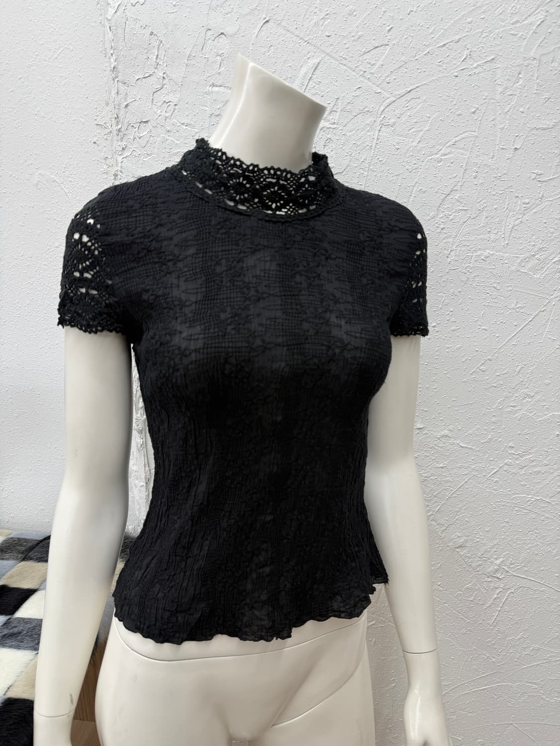 빈티지 Jenny garcon 블랙 레이스 니트 블라우스 상품이미지2