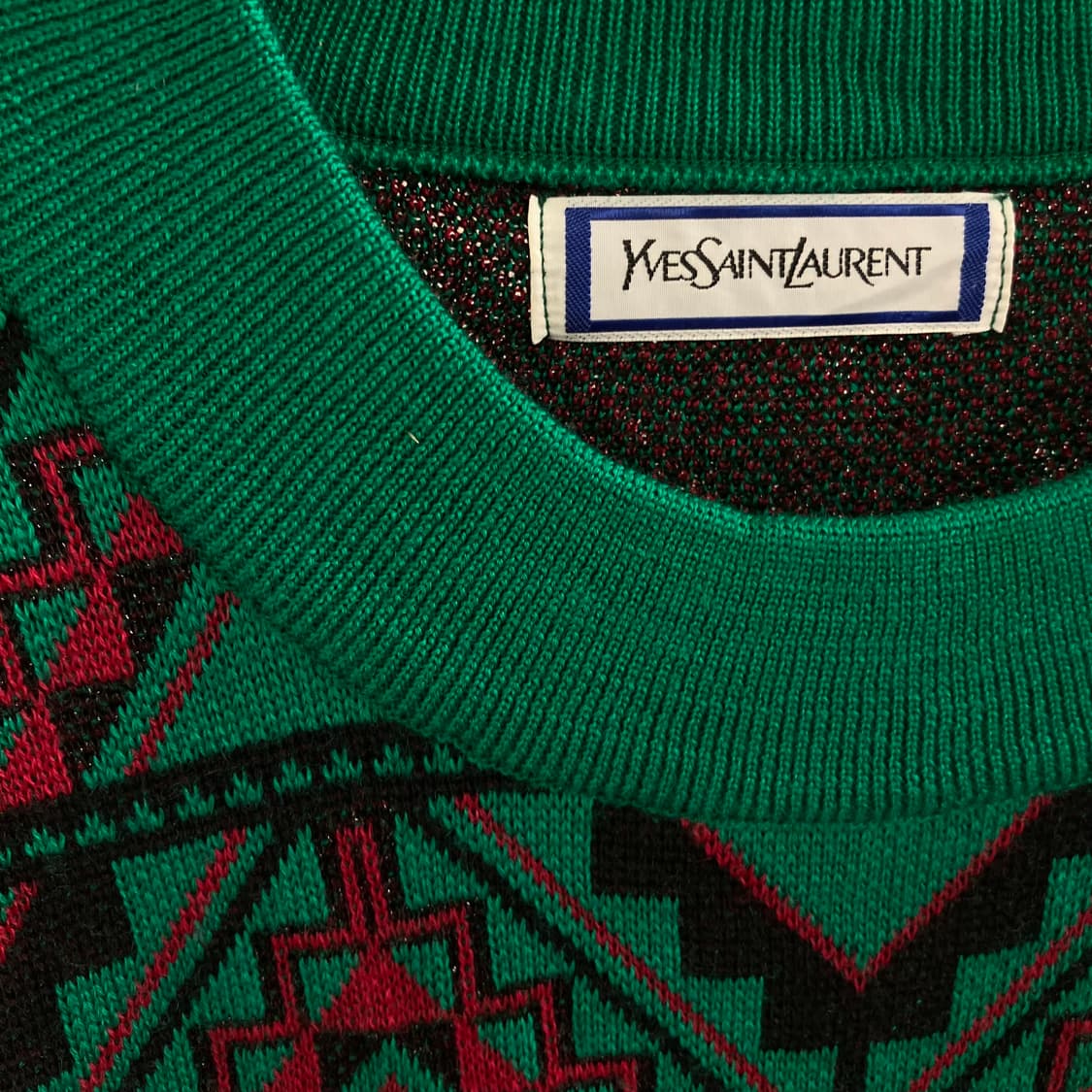 YSL 입생로랑 에스닉 패턴 울 니트 스웨터 M 상품이미지3