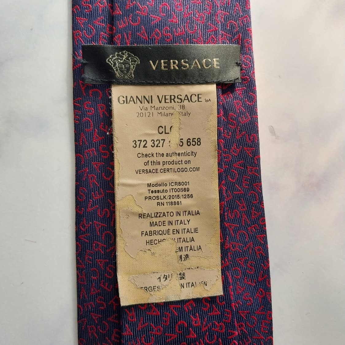 베르사체 실크 네이비&와인 이니셜 넥타이 8.2cm A+등급 K1639
 상품이미지8