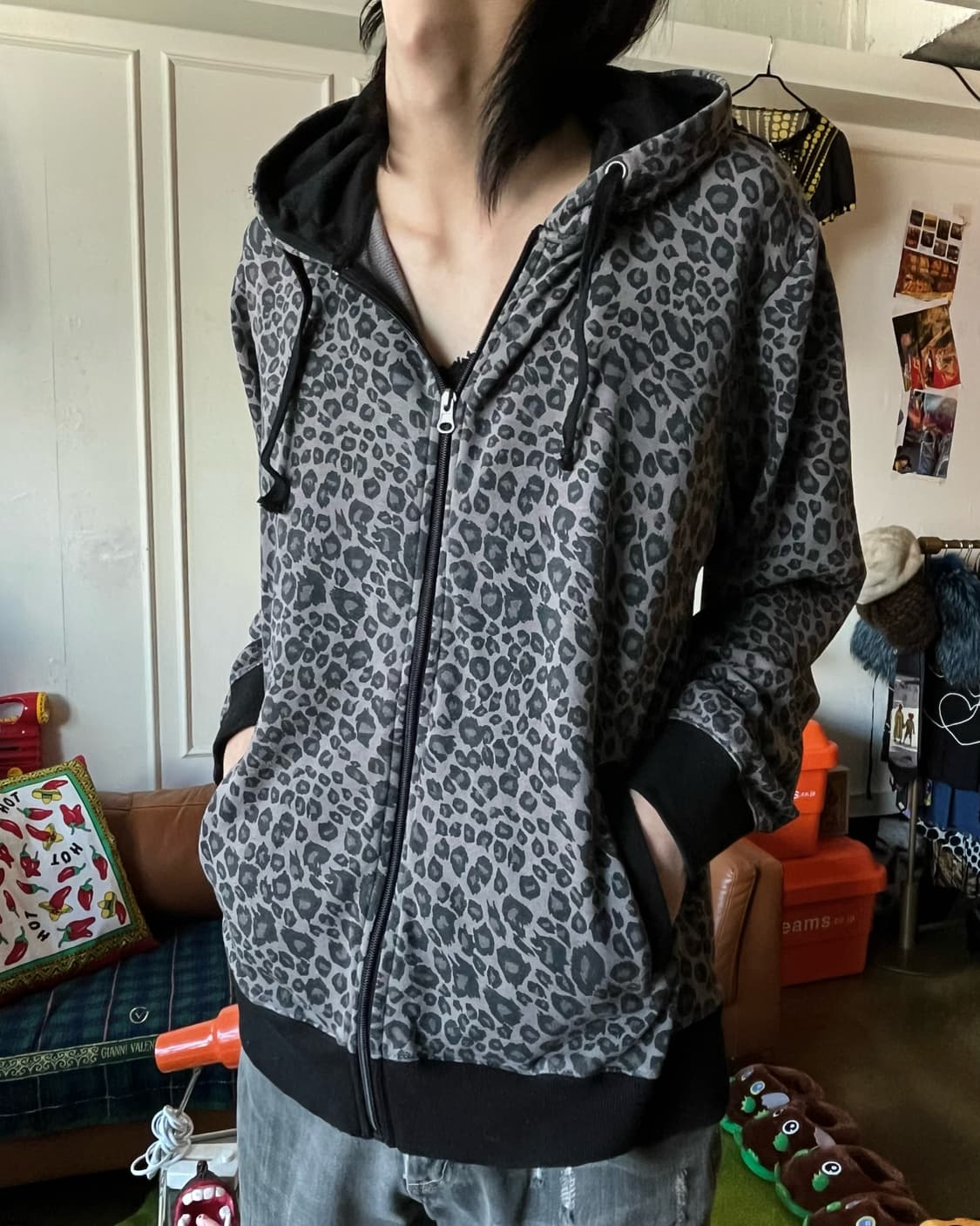 Jpn Vintage Leopard Hood Zip-up  상품이미지2