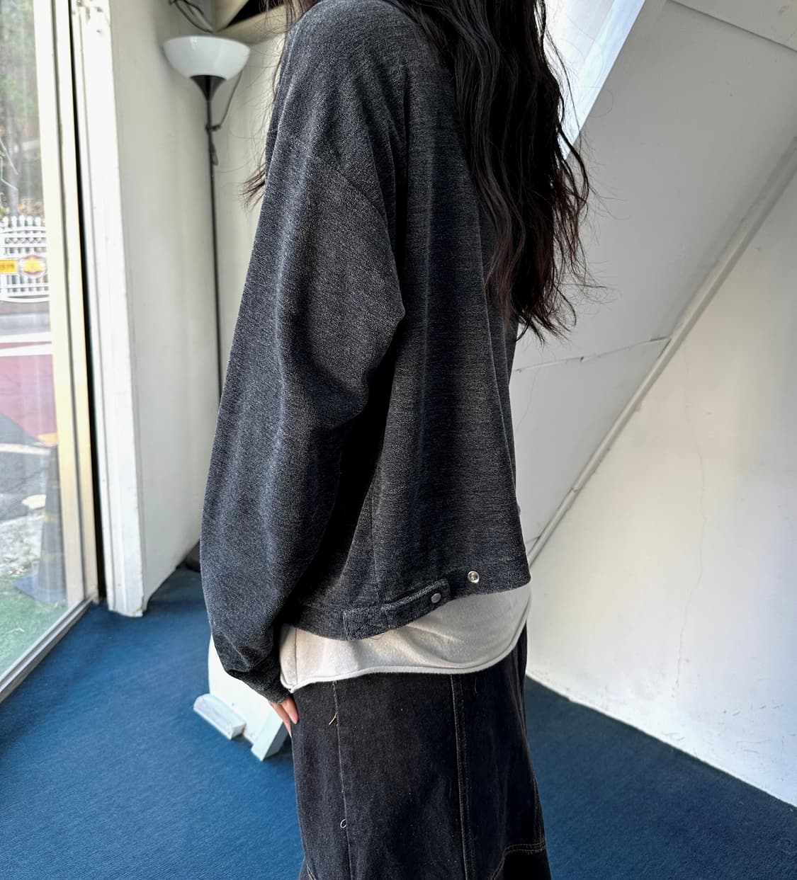 Cotton poly terry crewneck cardigan jack 상품이미지8