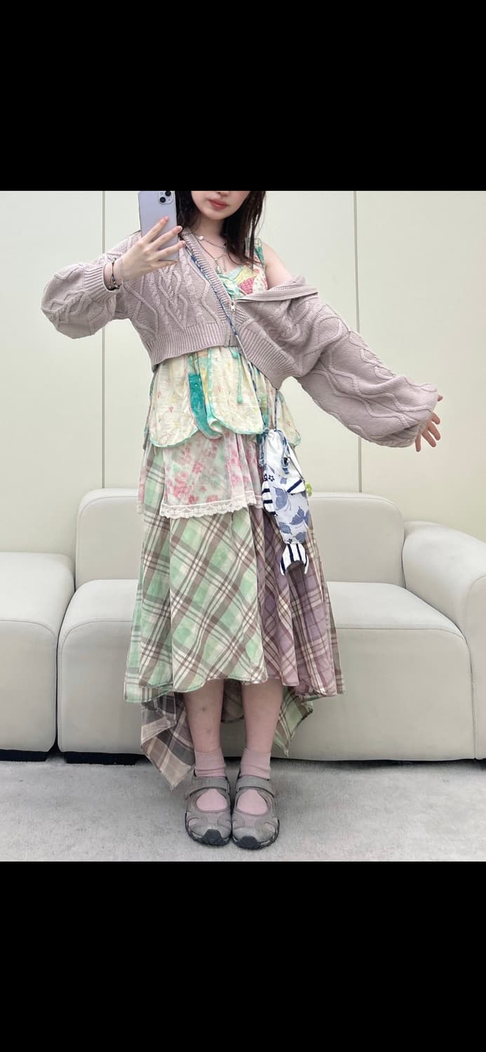 빈티지 요거트핑크 크롭 하트짜임 니트 후드집업 모리걸 하구미 샵페어리 상품이미지3