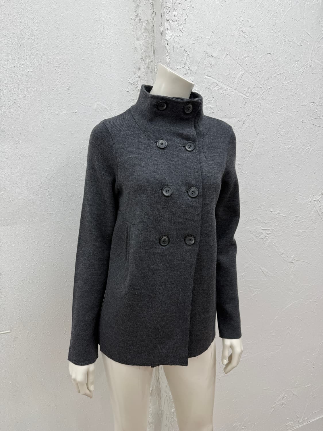 빈티지 ANNA BASSANI 그레이 더블 니트 코트 상품이미지2
