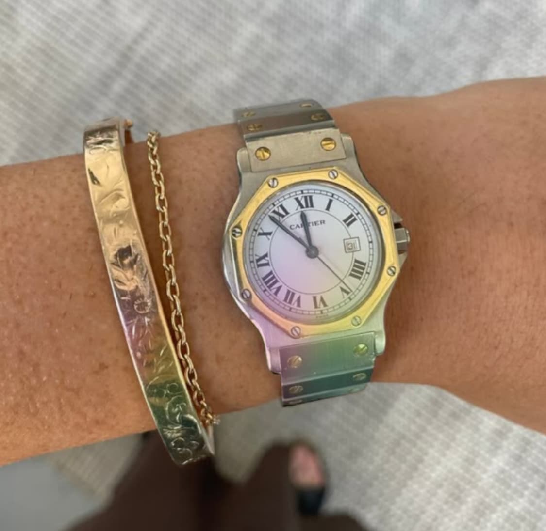 까르띠에 산토스 90s 18K 오토메틱 30mm 시계 상품이미지8