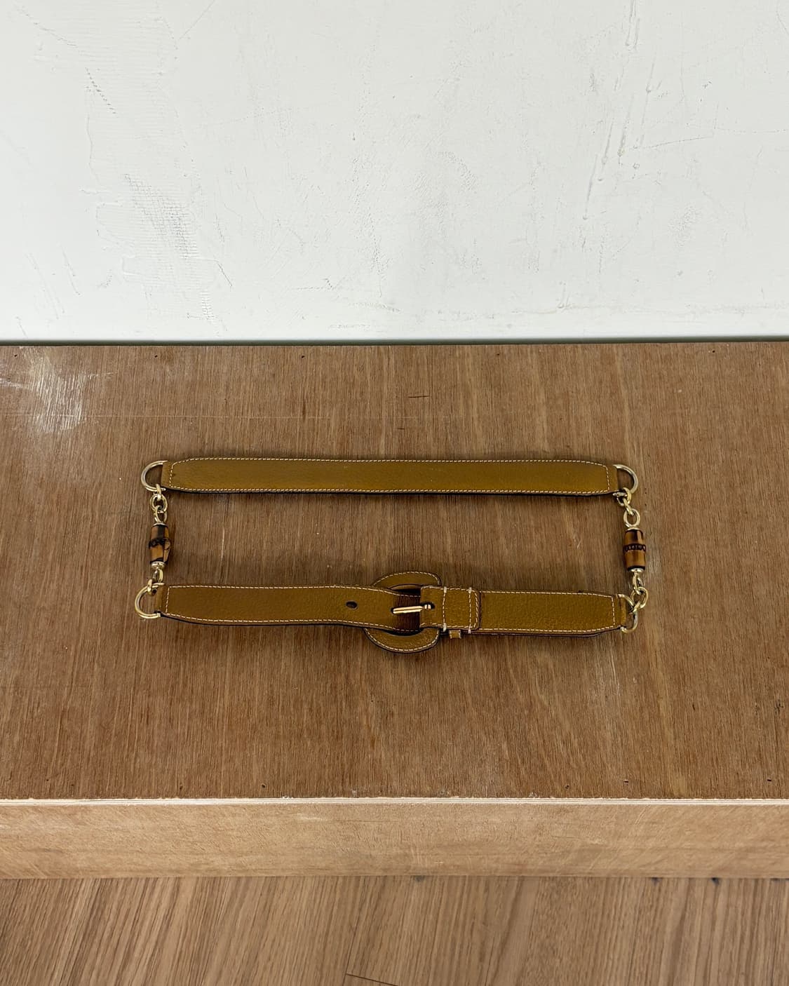 구찌 브라운 뱀부 레더 벨트 상품이미지4