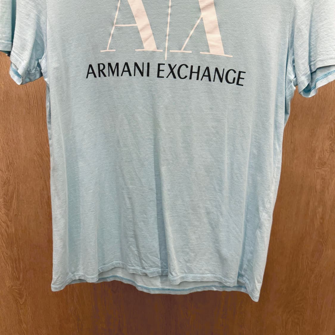 아르마니 익스체인지 반팔 티셔츠 로고 프린팅 무지 디테일 스카이 블루 상품이미지5