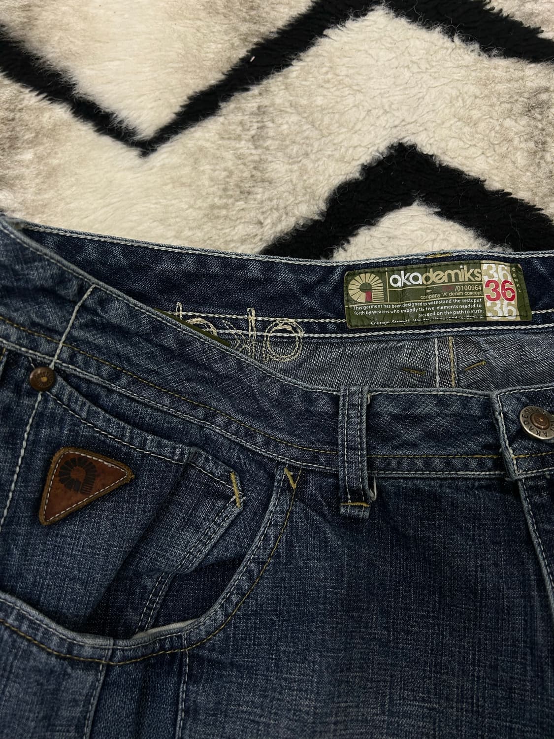 [36]아카데믹 올드스쿨 패치워크 힙합 데님팬츠 상품이미지4