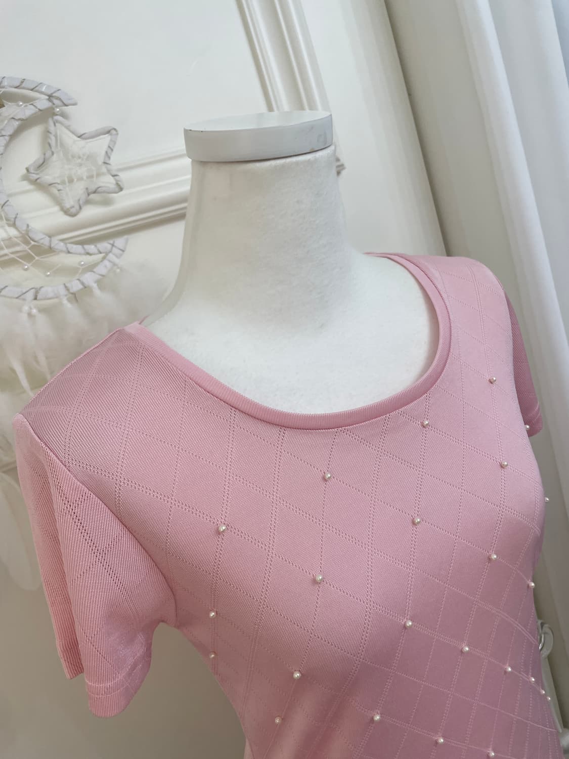 pink pearl point argyle top(size-M) 상품이미지7