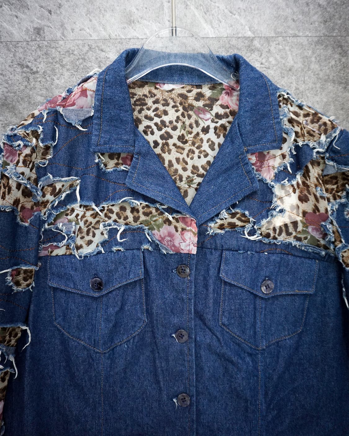 Denim Flower Pattern Jacket 상품이미지3