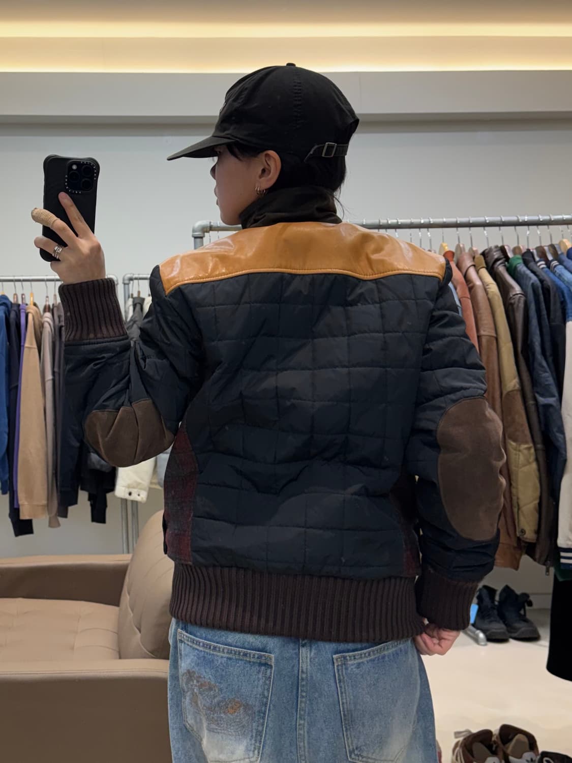 디스퀘어드2 레더배색 타탄체크 퀼팅 블루종  상품이미지5