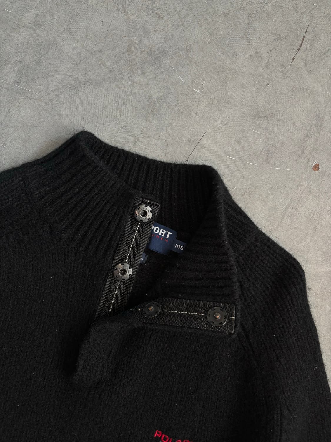 폴로 스포츠 헤비 울 블랙 버튼 하프 집업 상품이미지5