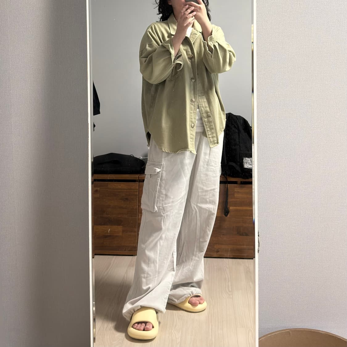 오버핏 트윌 면 자켓 카키 상품이미지2