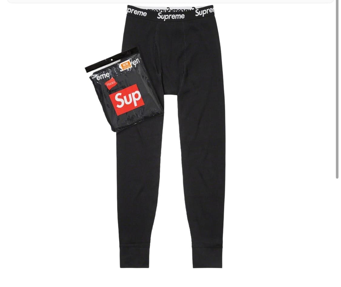 슈프림 헤인즈 써멀 팬츠 블랙 상품이미지1