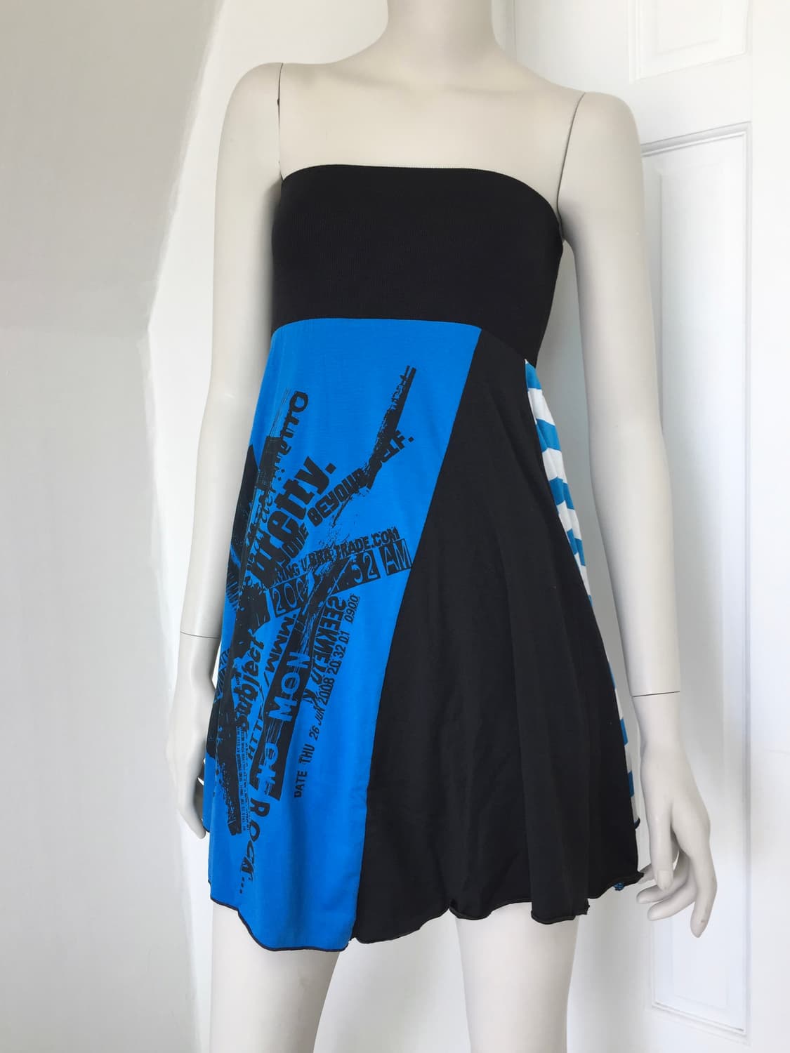 Vintage Print Patchwork Slant Cut Skirt 상품이미지8