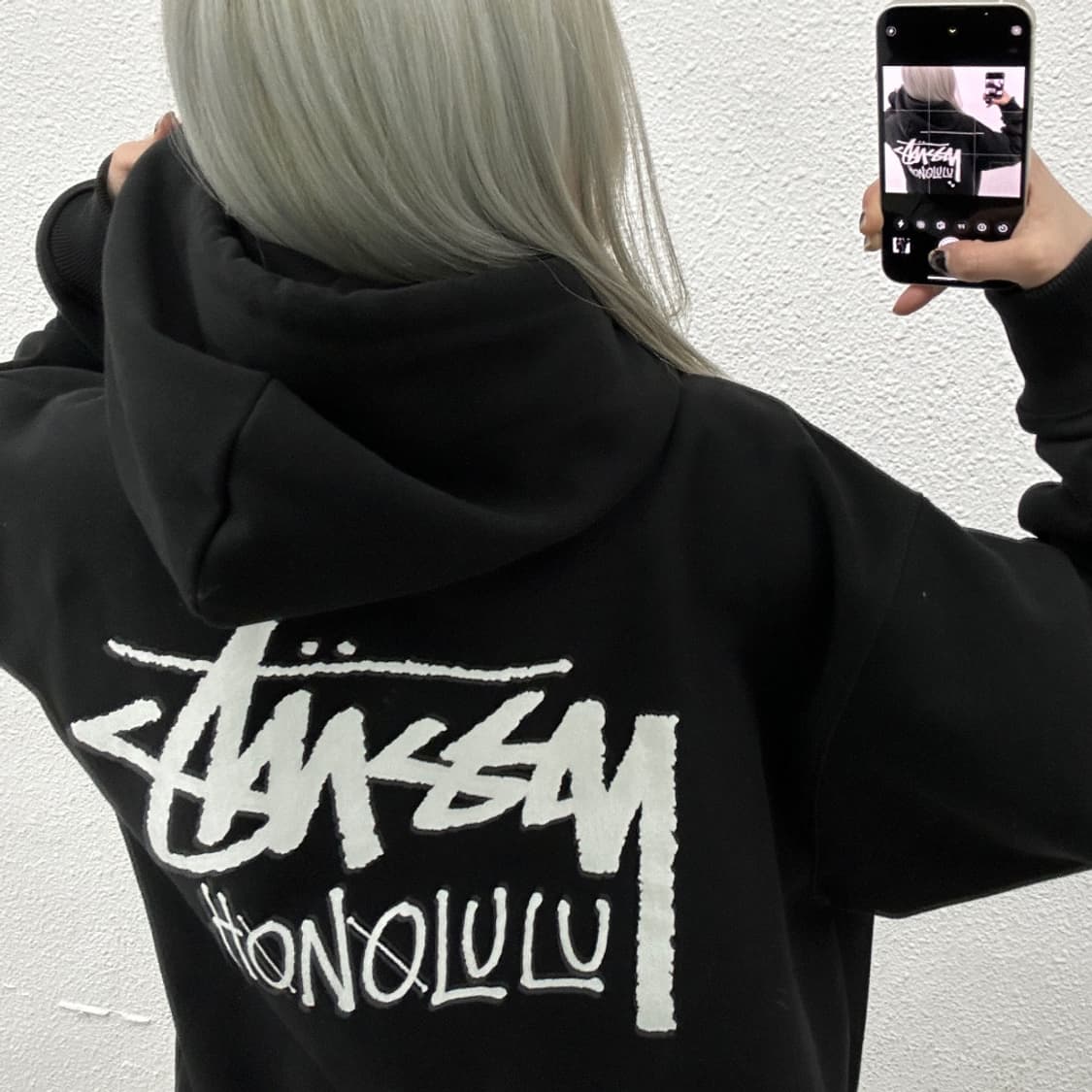 스투시 백로고 블랙 후드집업 XL 상품이미지2