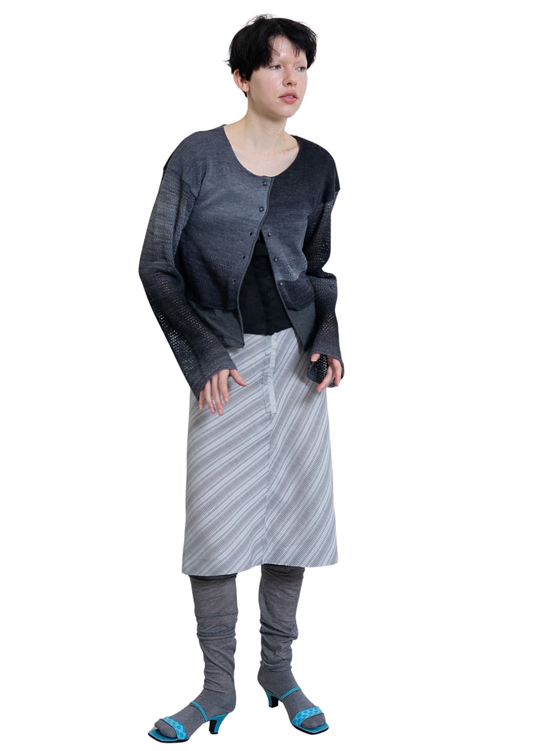 [F]퍼버즈 26ss 더블 레이어드 가디건/그레이 상품이미지3