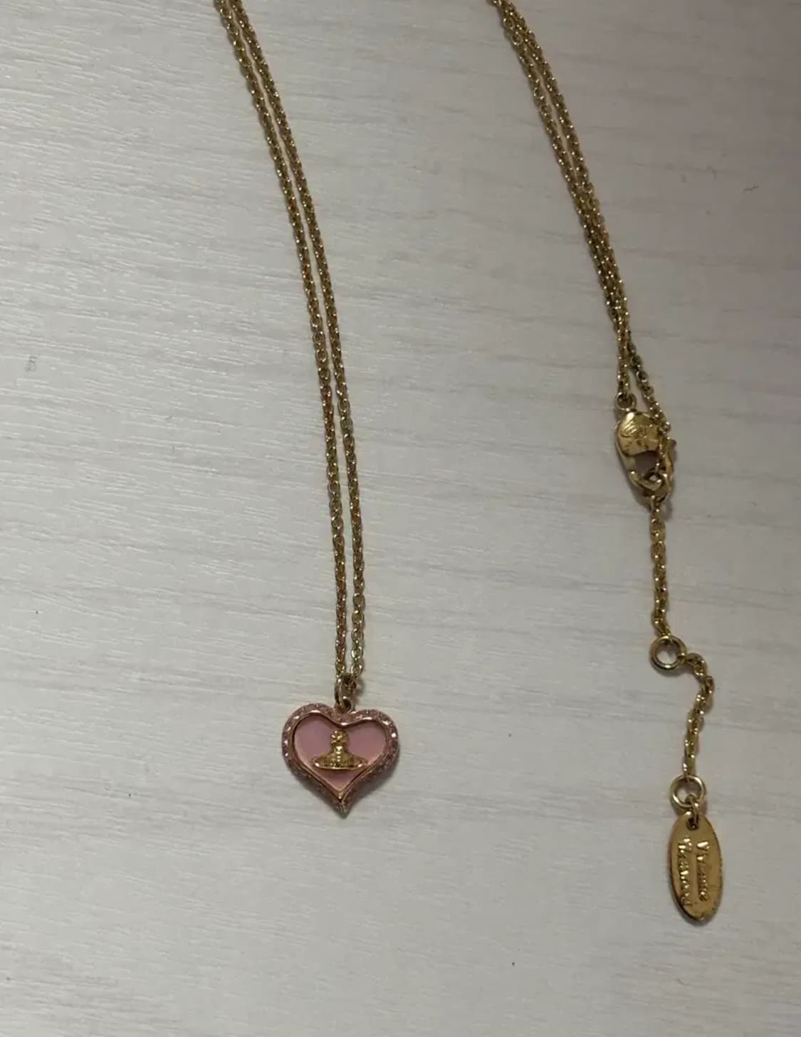 비비안 웨스트 우드 하트 팬던트 목걸이 로즈골드 상품이미지1