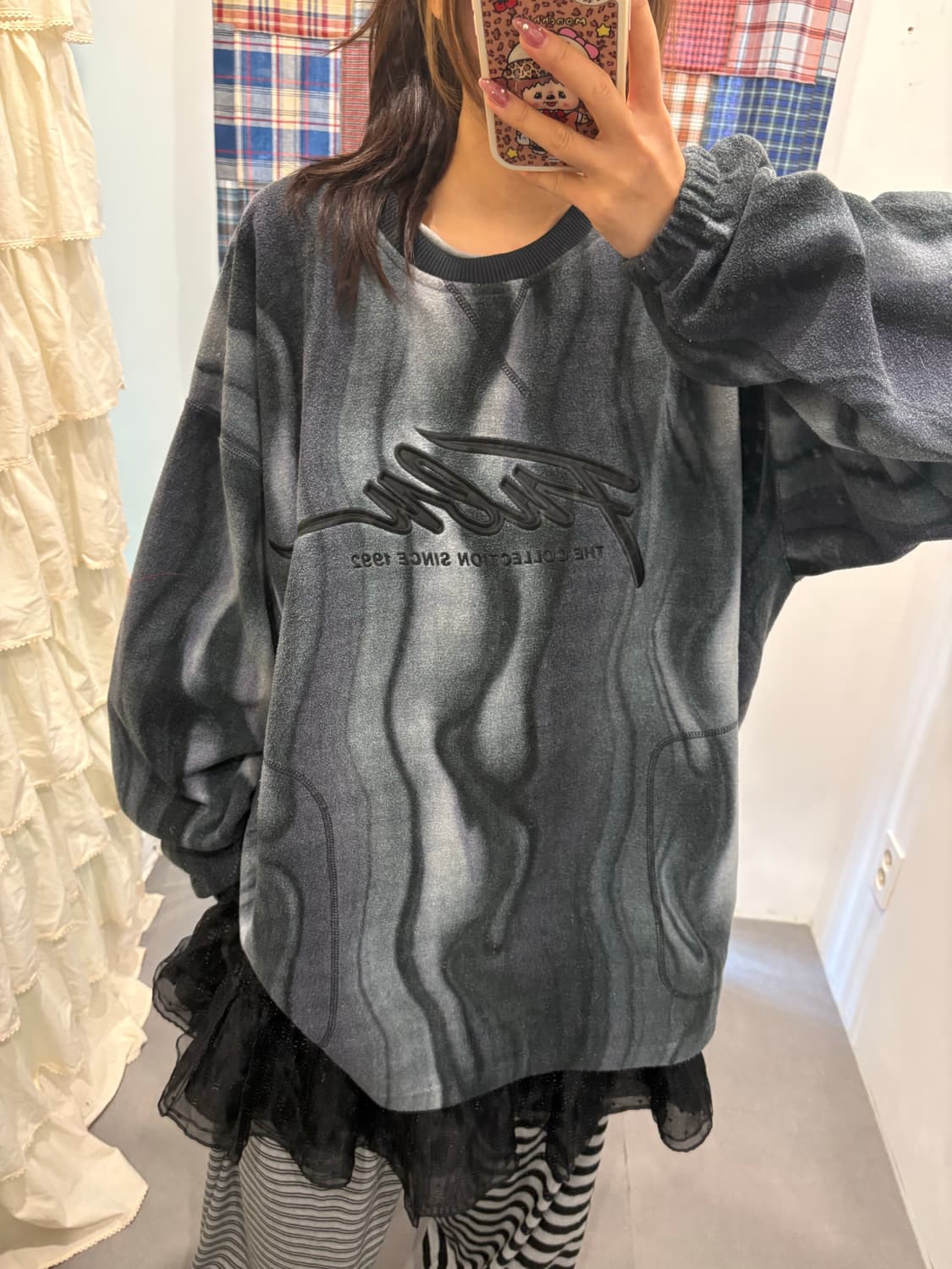 푸부 패턴 후리스 맨투맨 상품이미지4