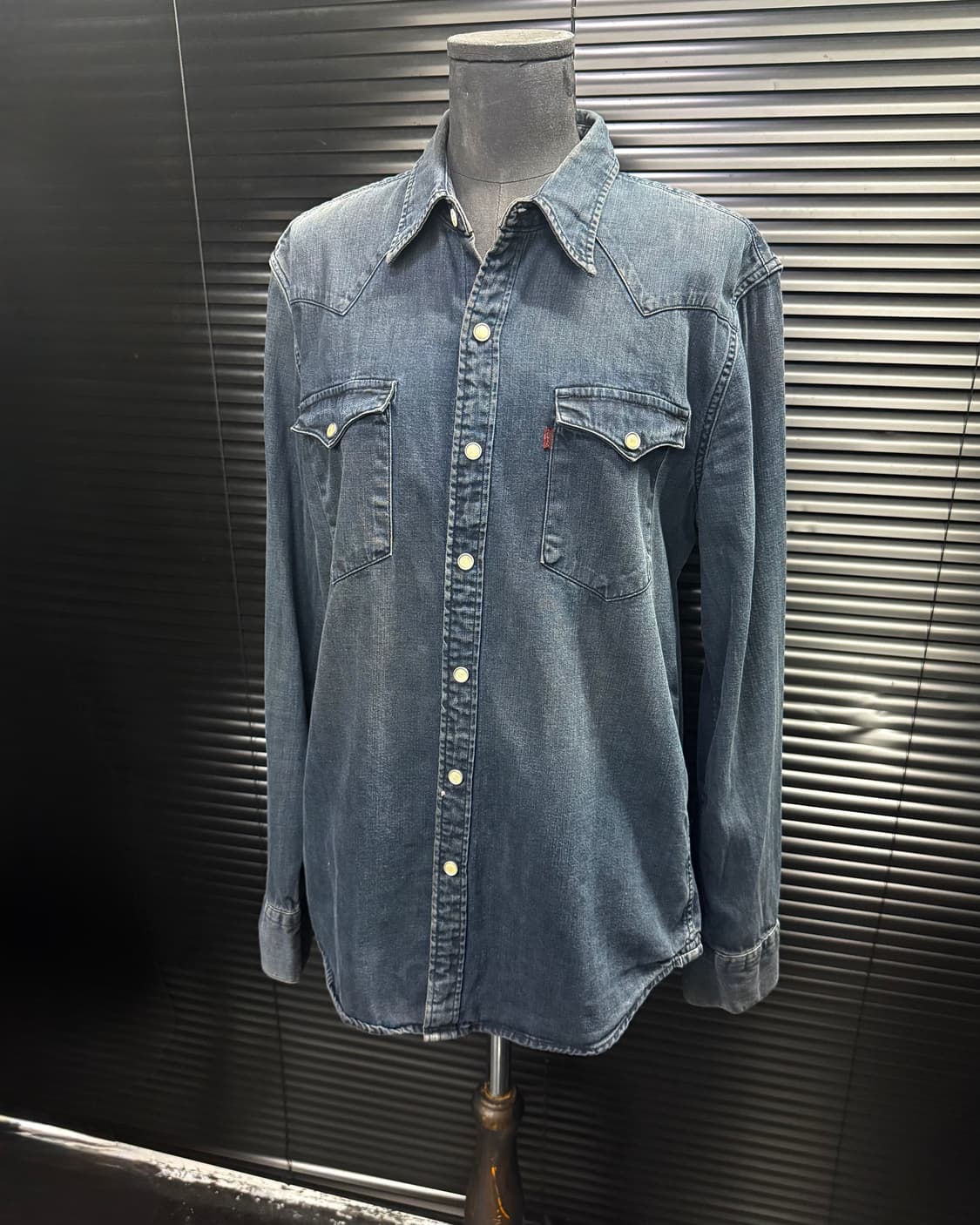 리바이스 중청 데님 웨스턴 셔츠 긴팔 워싱 M 95 에스닉 빈티지 워크 상품이미지1