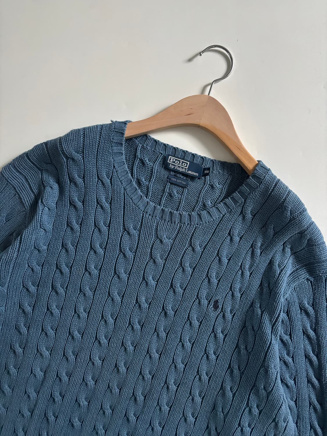 Polo 폴로 랄프로렌 코튼 딥블루 케이블 라운드넥 니트 상품이미지3