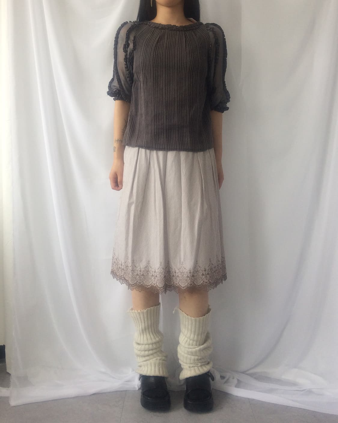 Embroidery point pleats skirt 상품이미지7