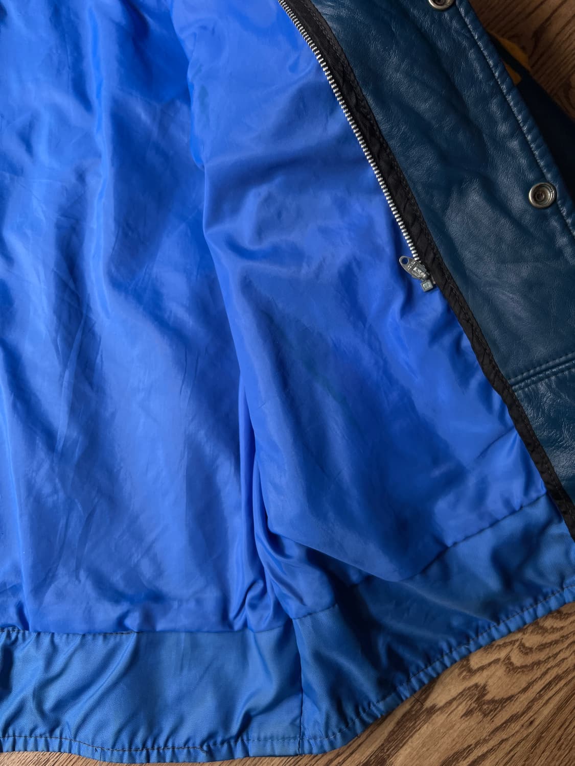 [M]90's USA 빈티지 블루 레더 하키 바시티 자켓 상품이미지8