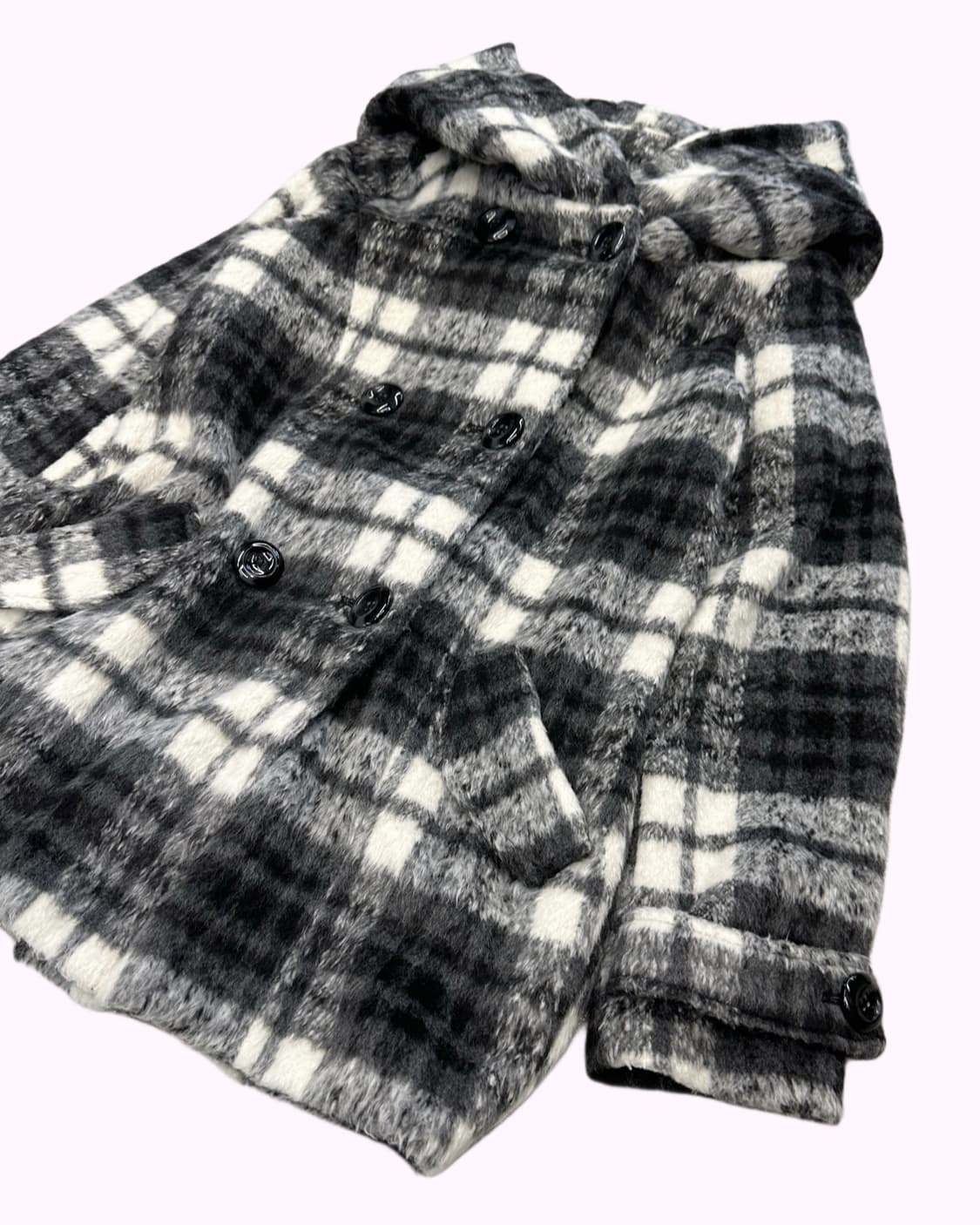 OZOC hairy check hood coat 상품이미지2