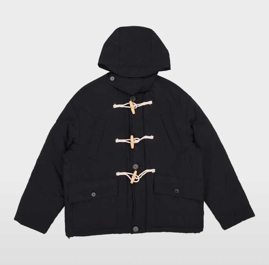 [M] 논플로어 랩 오버 숏 더플 패딩 블랙 상품이미지1