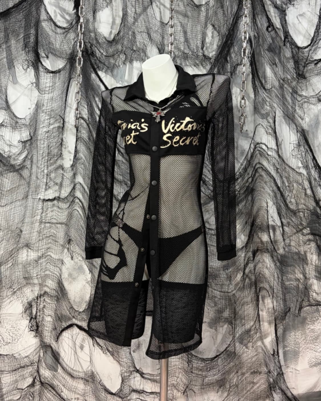 Y2K mesh wing cubic long Cardigan 상품이미지1
