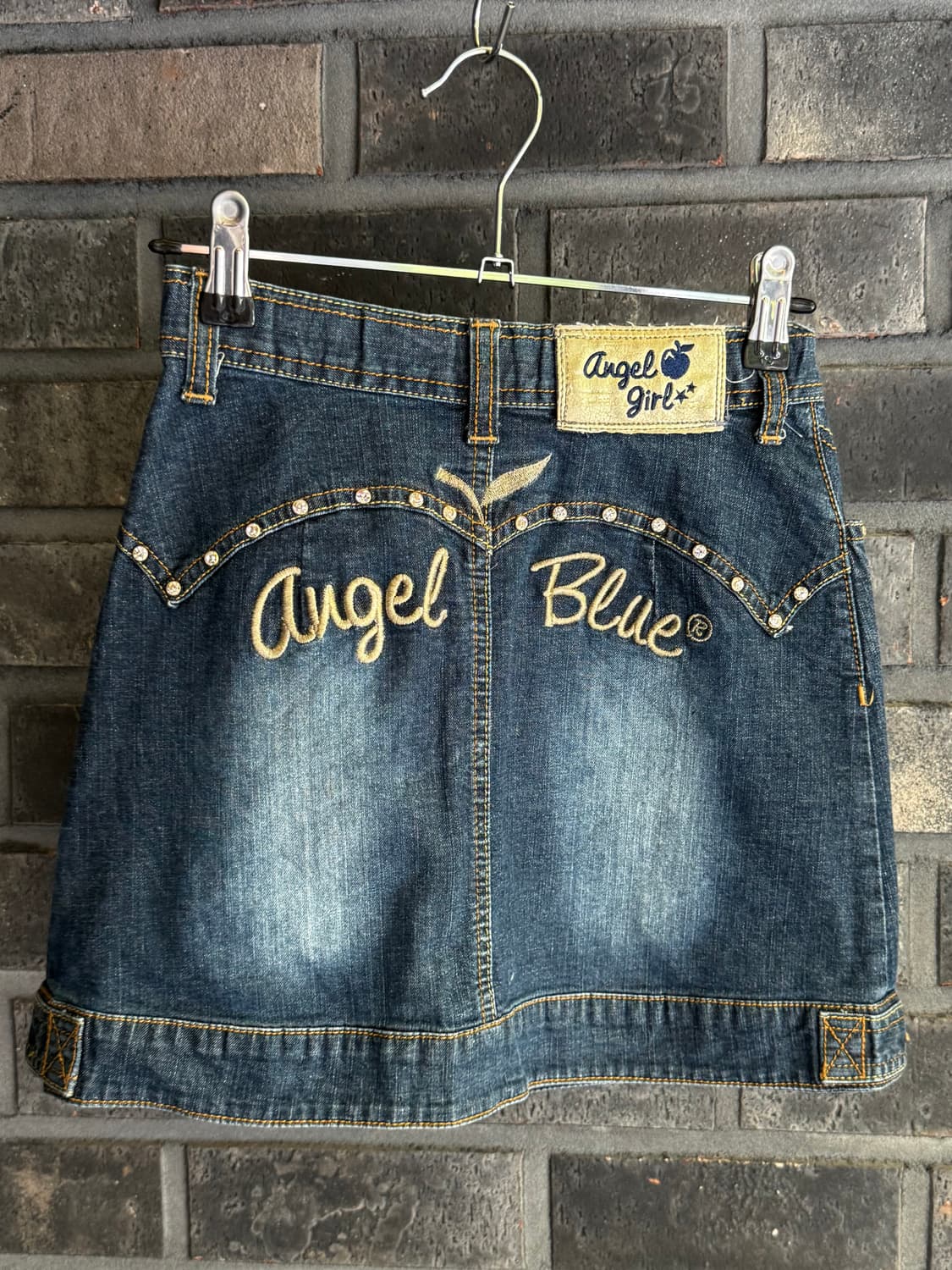 블루엔젤 큐빅 비즈라인 데님스커트 상품이미지5