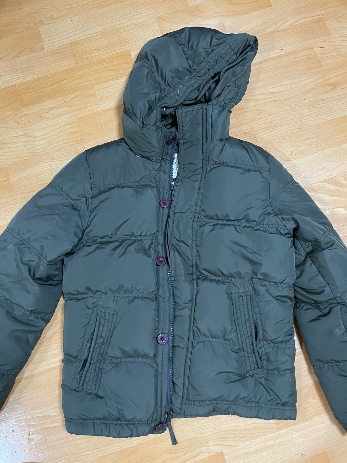 아베크롬비 캠벨 카키 후드 오리털 패딩 XL 상품이미지1