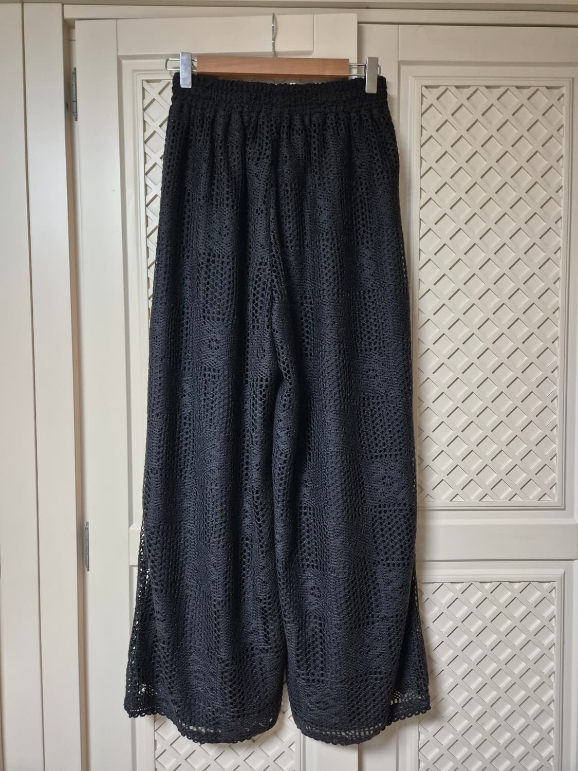 블랙 레이스 와이드 팬츠 상품이미지3