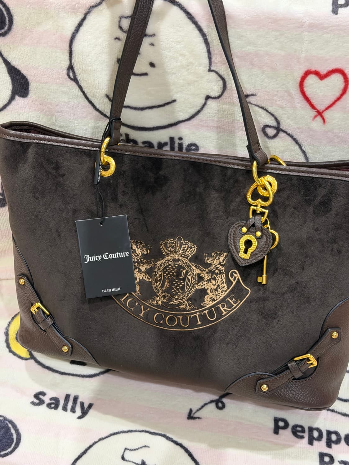 [신상✨블프세일] 쥬시꾸뛰르 벨벳 브라운 쇼퍼백 빈티지 상품이미지1