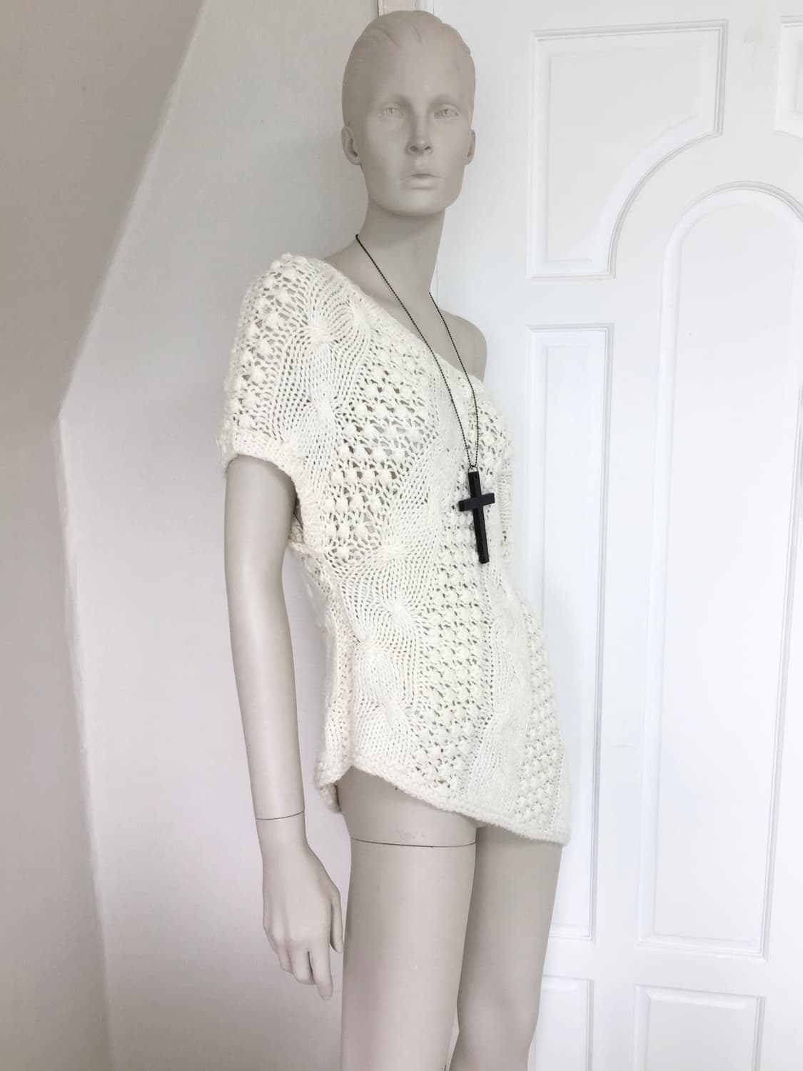 Asymmetic Cream cable knit 상품이미지3