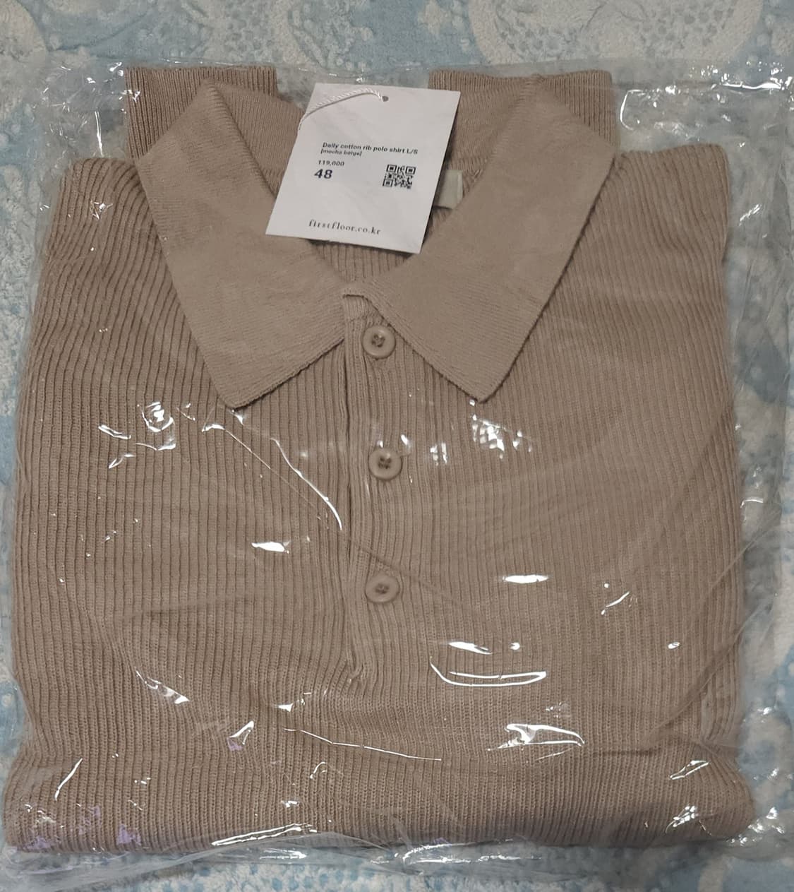 [48 새상품] 퍼스트플로어 코튼 립 폴로 셔츠 모카베이지 상품이미지1