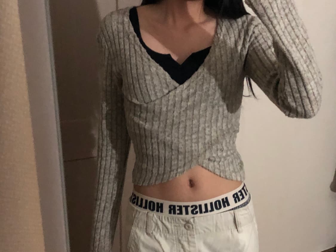 골지 리본 랩 니트 아이보리 상품이미지2