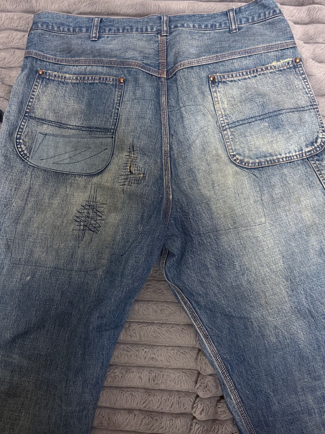 세인트미카엘 페인트 더블니 데님 XL사이즈 상품이미지5