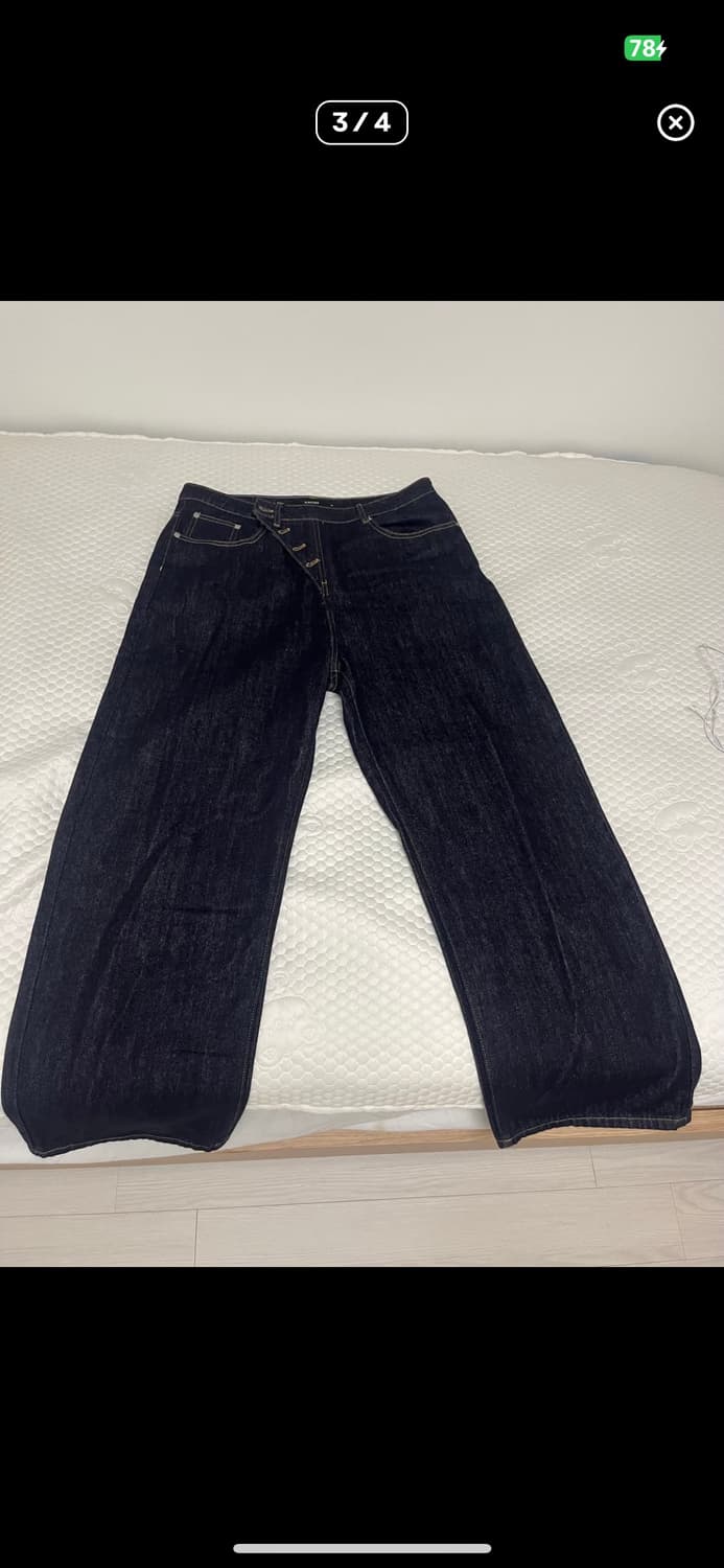 아캄Oblique Button Denim Pants (Dark Blue) 상품이미지2