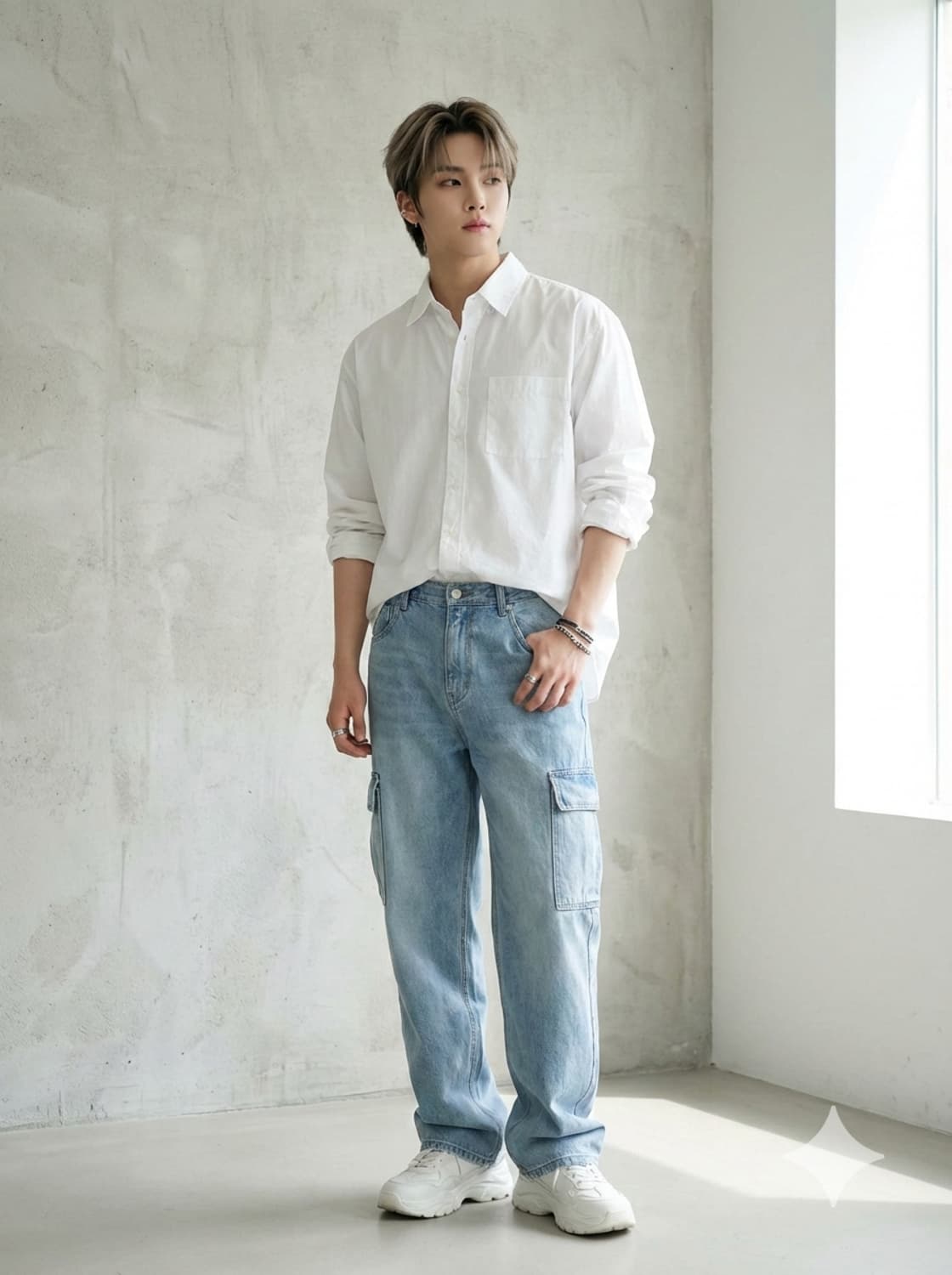 ACHIO 아치오 코튼 화이트 긴팔 셔츠 상품이미지1