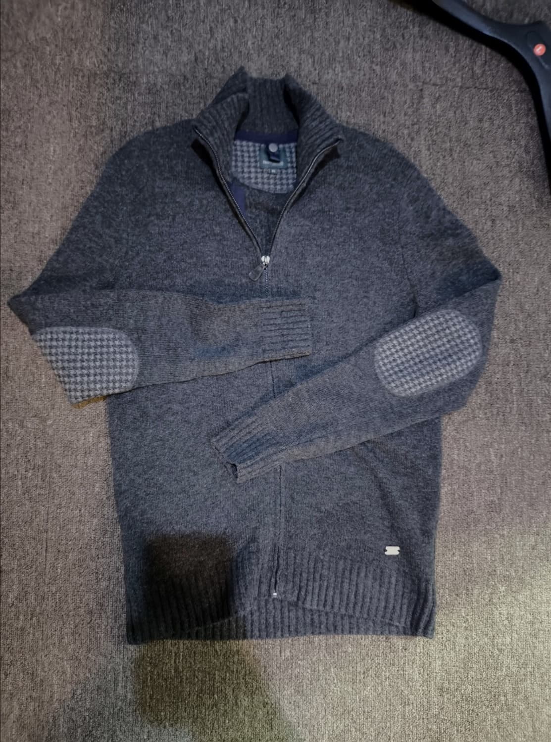 95 헨리코튼 패치 니트 집업 상품이미지1