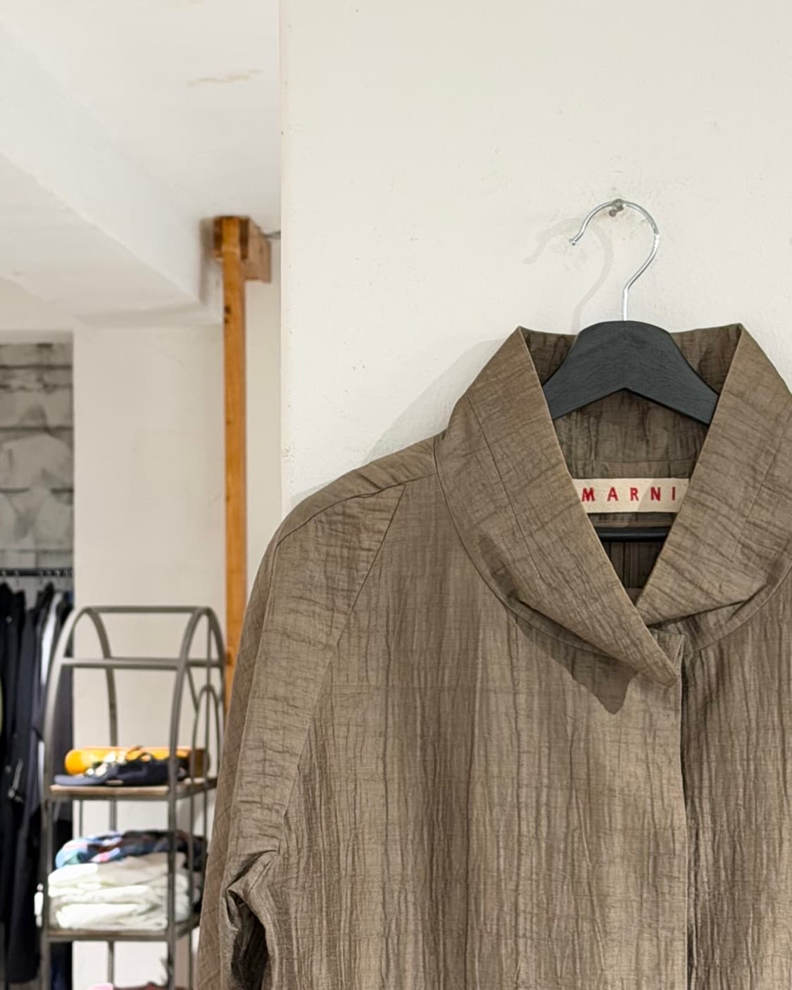 마르니 브라운 린넨 혼방 하프 슬리브 코트 상품이미지2