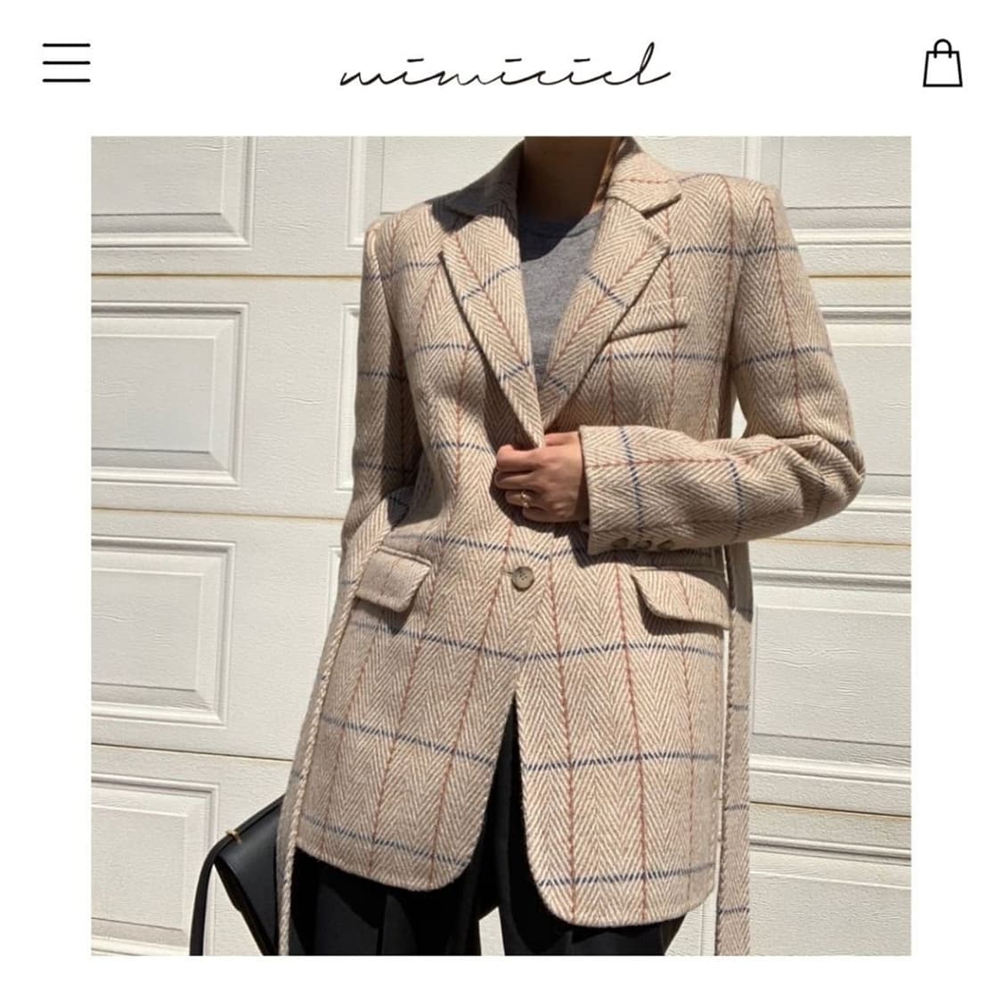 미미씨엘 울 체크 코트 자켓 [새상품] 상품이미지1