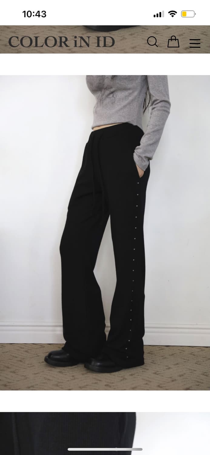 컬러인아이디 리벳 빈 스터드 팬츠 [블랙] 상품이미지2